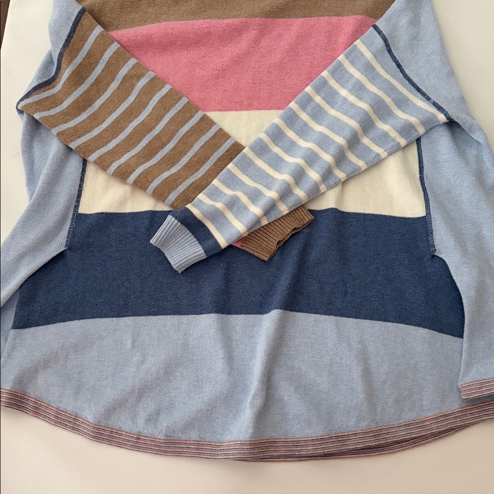 ZAKET & PLOVER Crew Neck Stripe Colorblock Cashmere Blend Sweater Womens Large - Picture 13 of 13